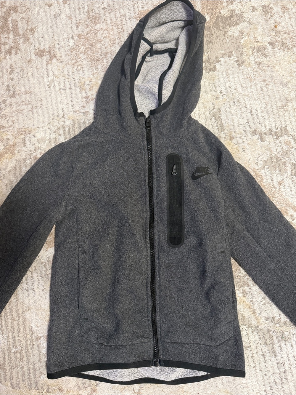Nike Charcoal Gray Fleece-Lined Hooded Zip Jacket
